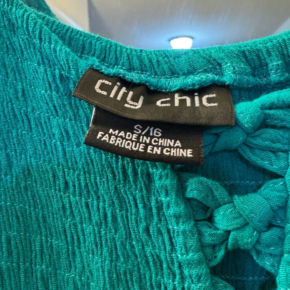 City Chic Turquoise Textured Maxi Dress Size 16W - Picture 3 of 3